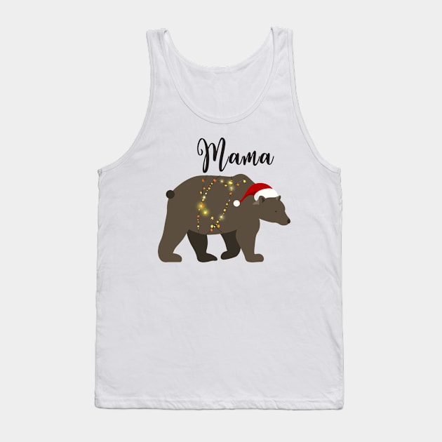 Mama Bear Christmas Pajamas TShirt Matching Santa Hat Lights Tank Top by adrinalanmaji